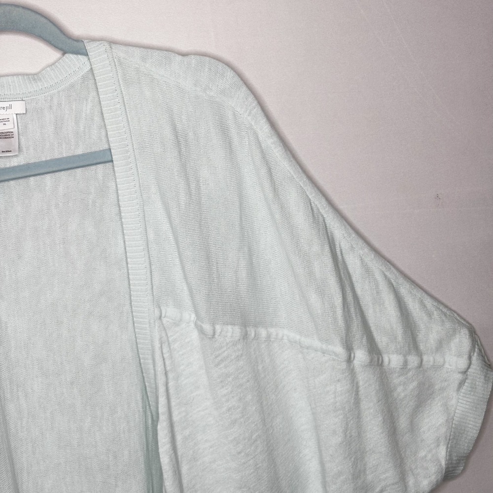 Pure Jill Womens XL Mint Green 100% Cotton Open Front‎ Batwing Cardigan Sweater - Picture 3 of 7